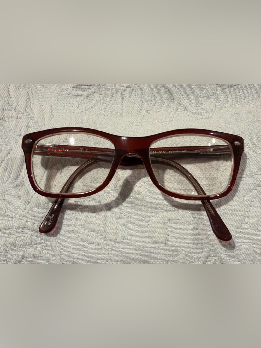 Ray-Ban Burgundy/Red Rectangular Optical Glasses